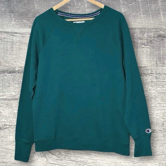 Champion Powerblend Pullover Sweatshirt Womens L Jade Green Classic Crewneck - Picture 1 of 10